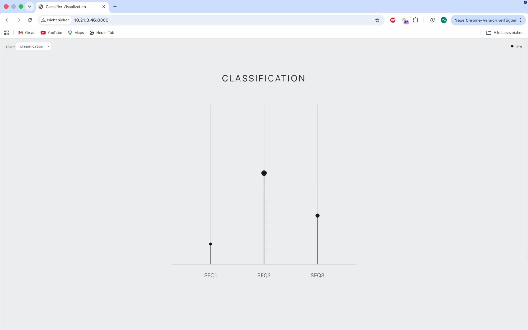 a webpage screen shot of three categories of seq1, 2, 3 and their respective probabilities